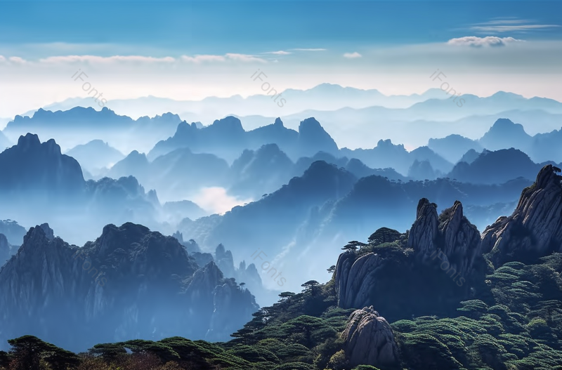 清晨黄山风光,高清,摄影图,摄影图片,图片大全,摄影图免费下载